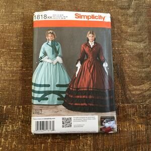 Simplicity Sewing Pattern 1818 Civil War Scarlett Historical Costume 8-14 UNCUT